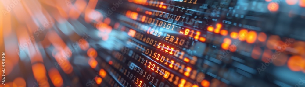 Poster abstract digital data streams illuminated by vibrant colors, showcasing technology and innovation in