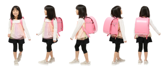 小学生ランドセル　人物切り抜き5アングル