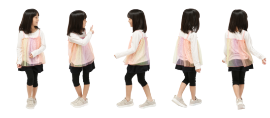 小学生女の子　人物切り抜き5アングル