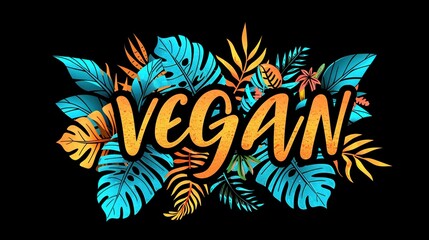 Obraz premium Vibrant Tropical Vegan Design with Leaf Elements