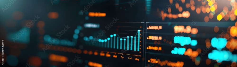 Aufkleber a vibrant digital chart displaying data trends with glowing elements, ideal for finance and technolo
