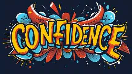 Vibrant Confidence Graffiti Art with Colorful Elements