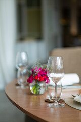 empty wine glass on the table