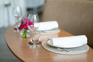 empty wine glass on the table