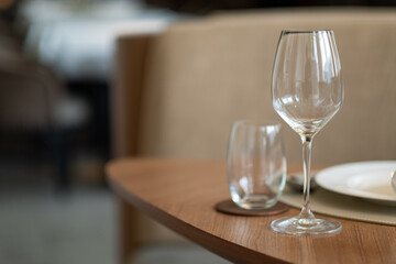 empty wine glass on the table