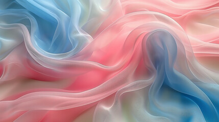 Obraz premium Soft Pastel Fabric Waves in Blue and Pink Hues..