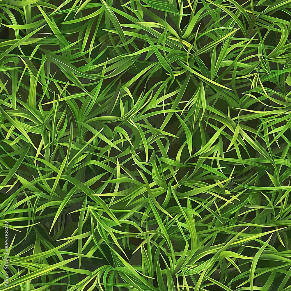 Poster a seamless pattern displaying a natural grass surface with a realistic mix of green hues and shadowi