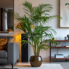 Fototapeta premium Areca Palm in a Modern Office with Light Decor