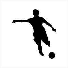 A set of football players, silhouettes of soccer players isolated on a white background
