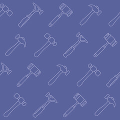 Outline Collection of Hammer Vector Seamless Pattern illustration for Print, Wallpaper, Decoration.