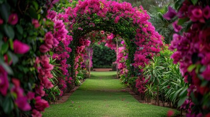 Flowering Bougainvillea Over a Garden Arch

