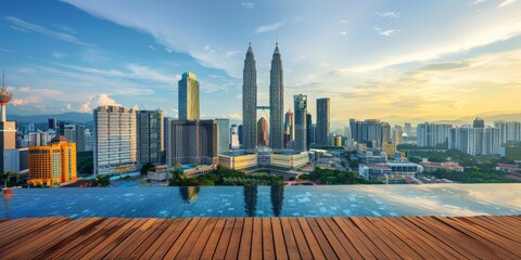 Naklejka premium kuala lumpur cityscape showing petronas twin tower