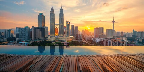 kuala lumpur cityscape showing petronas twin tower