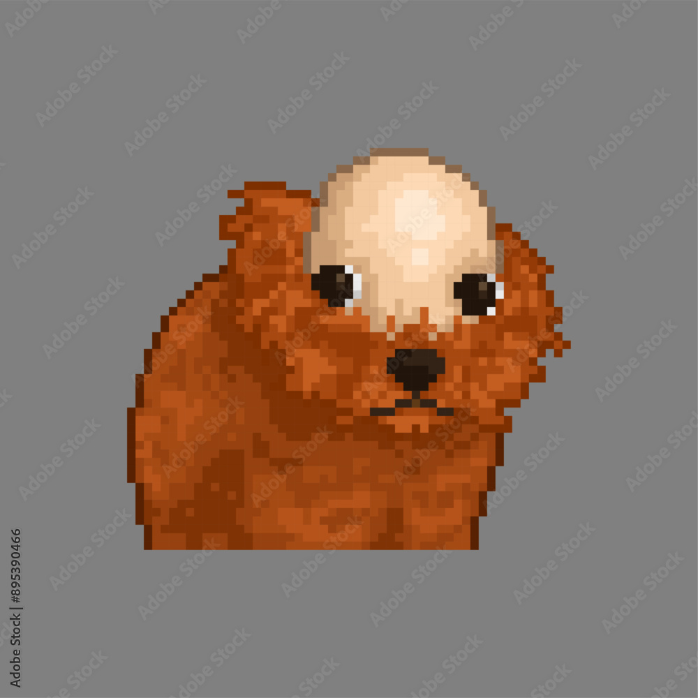 Wall mural Bald head dog, pixel art meme