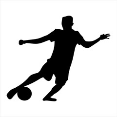 A set of football players, silhouettes of soccer players isolated on a white background