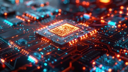 Obraz premium Tech development, capacitor architecture, futuristic hologram design