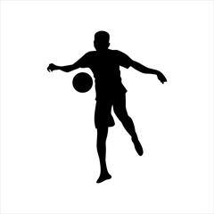 A set of football players, silhouettes of soccer players isolated on a white background