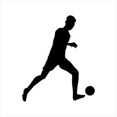 A set of football players, silhouettes of soccer players isolated on a white background