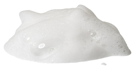 white liquid foam from soap or shampoo isolated with clipping path on background. set of detergent ...