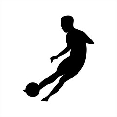 A set of football players, silhouettes of soccer players isolated on a white background