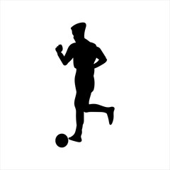 A set of football players, silhouettes of soccer players isolated on a white background
