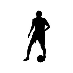 A set of football players, silhouettes of soccer players isolated on a white background