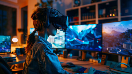 Fototapeta premium The Code Weaver: Crafting VR Experiences Line by Line