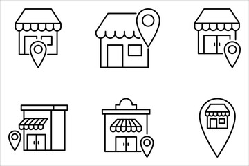 Store location icon set design on white background. editable stroke