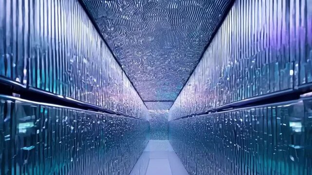 The walls of this room are lined with mirrors creating an otherworldly effect as they reflect each other infinitely.