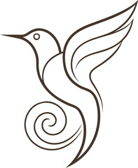 Obraz premium Elegant minimalist hummingbird logo captures essence of swift grace. 