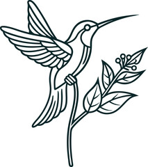 Obraz premium Elegant minimalist hummingbird logo captures essence of swift grace. 