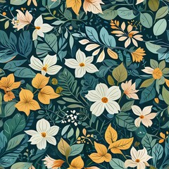 Hand-Drawn Botanical Floral Pattern