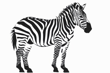 Obraz premium Black and white flat vector art of a zebra, svg style, isolated on white background, simple vector art design 