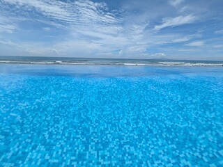the luxury infinity pool of resort hotel in Da Nang, Vietnam