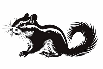 Obraz premium Black and white flat vector art of a chipmunk, svg style, isolated on white background, simple vector art design. -