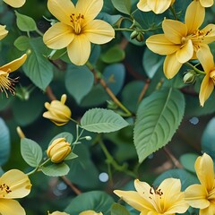 Fototapeta premium Nature's Seamless Pattern: A Symphony of Yellow Flowers