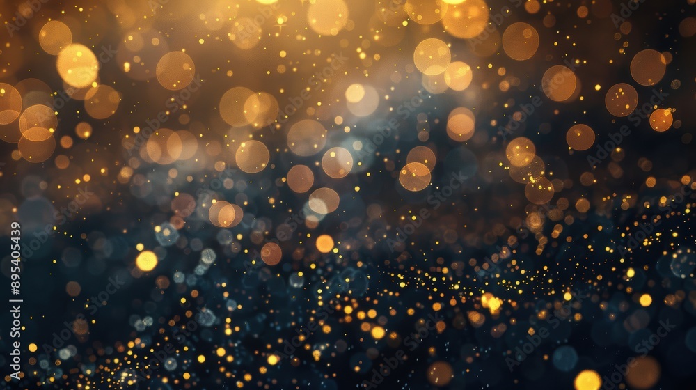 Aufkleber abstract image of golden bokeh light sparkles, creating a magical and festive atmosphere with glowin