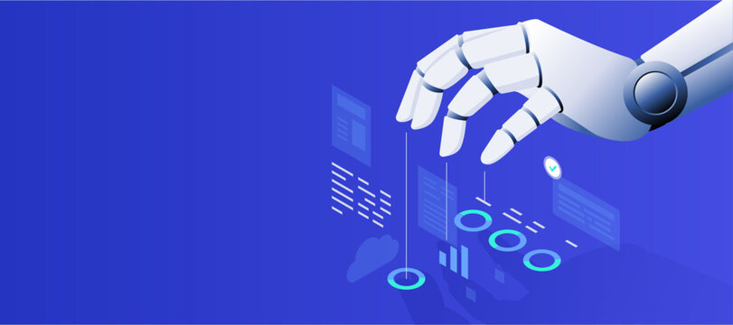 Generative Ai Applications with robot hand concept illustration banner