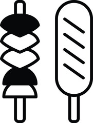 Grilled hot dog icon in line style.