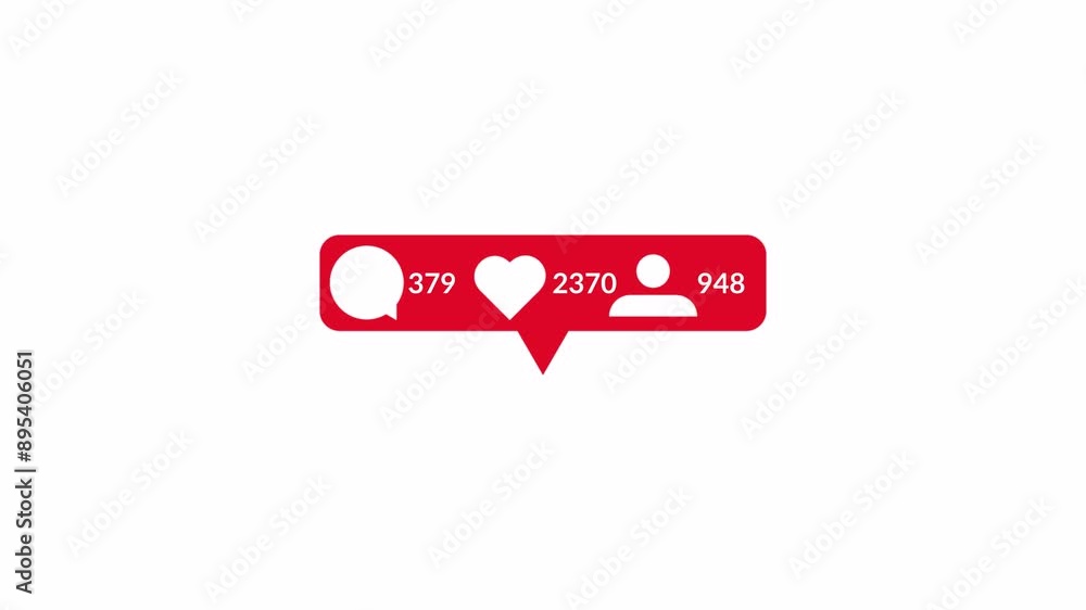Poster social media like follower comment count animation, notification like comment follow icon social med
