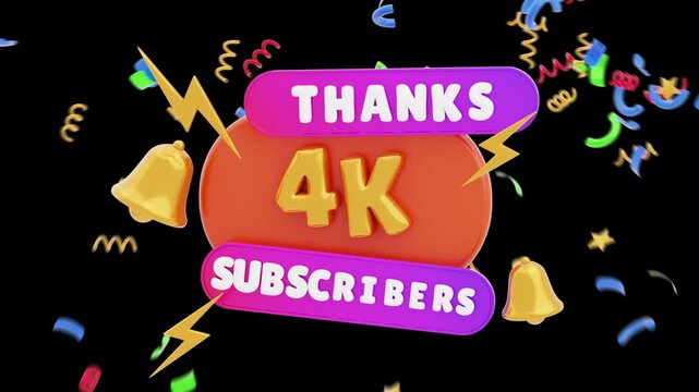 3D Animation of Thanks Subscibers 4k | Alpha Channel