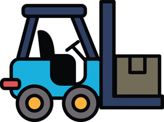 Forklift in line icon style