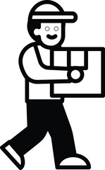 delivery man holding a parcel box in line icon style