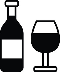 Wine glasses and bottles in line icon style