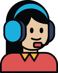 Call center staff in line icon style