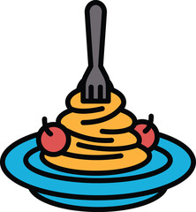 spaghetti in line icon style