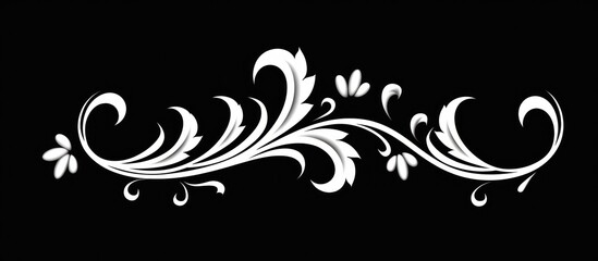 White Floral Design on Black Background