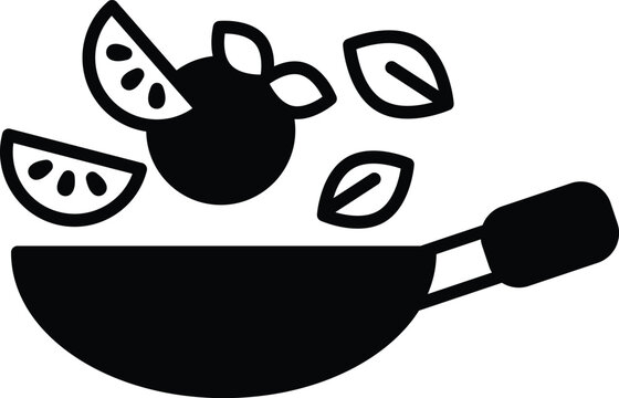 black wok with food ingredients clip art preview