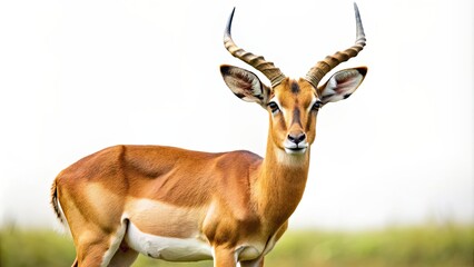 Naklejka premium Antelope isolated on background, wildlife, animal, mammal, nature, safari, herbivore, wilderness, horned, graceful, elegant