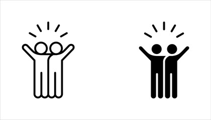 group happy people icon set, party friends, joy expression feeling, vector illustration on white background